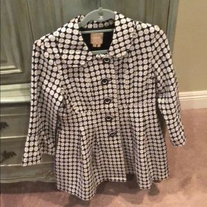 Checkered black & white peacoat with bell sleeves